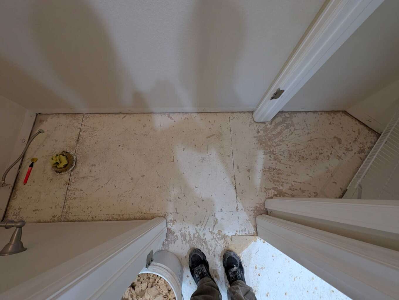 Throne room cleaned and ready for tile underlayment