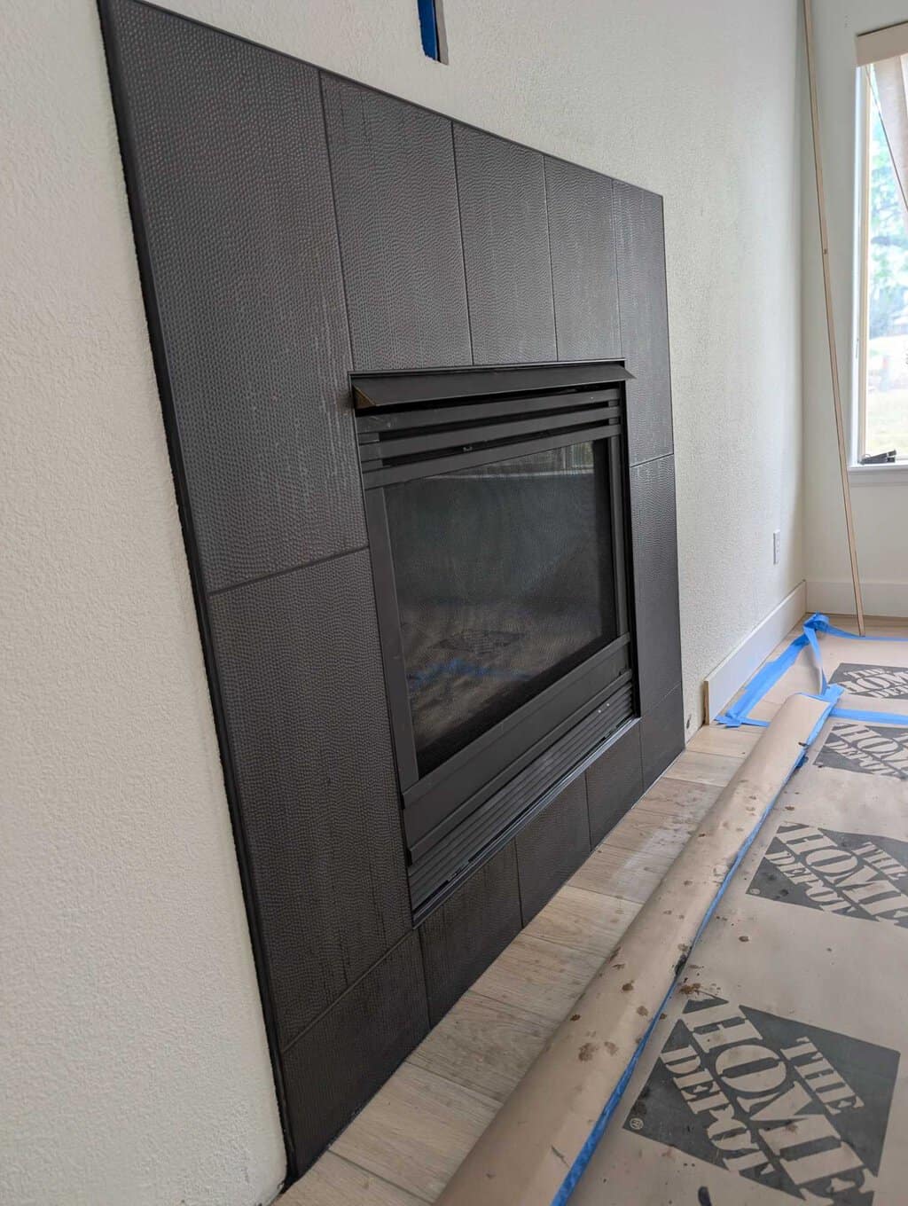 Fireplace grouted and finished