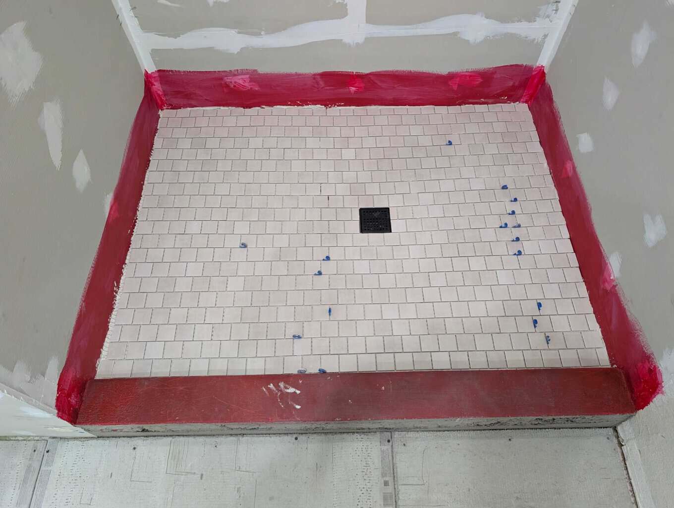 Shower floor installed
