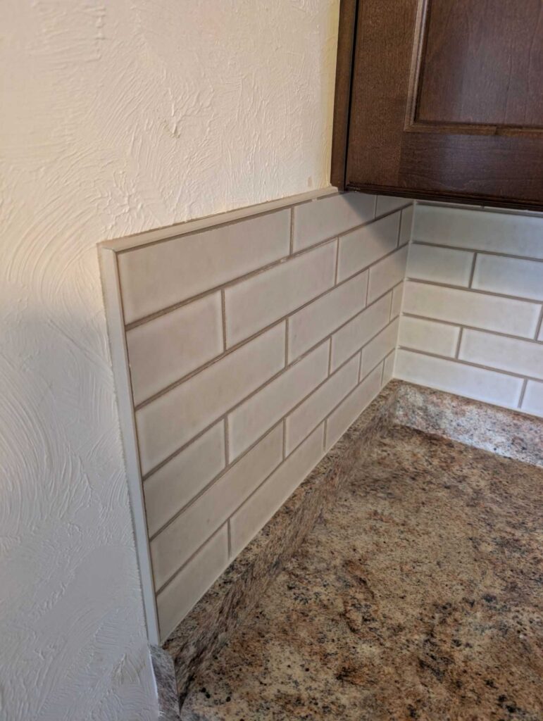 Kitchen backsplash Schluter corner