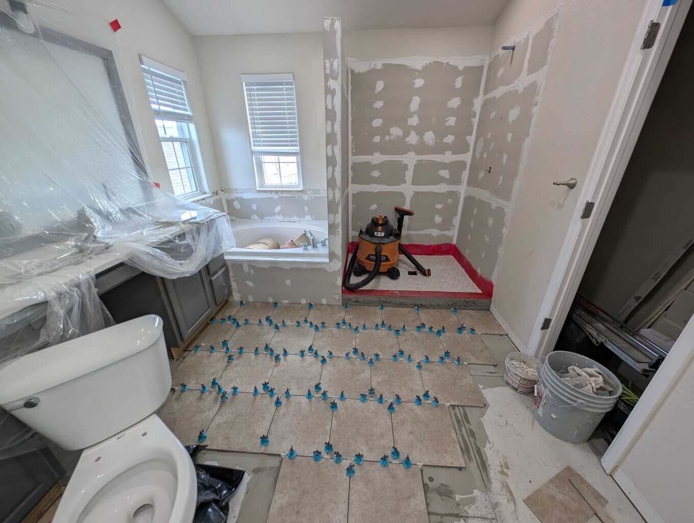 Part of floor installed