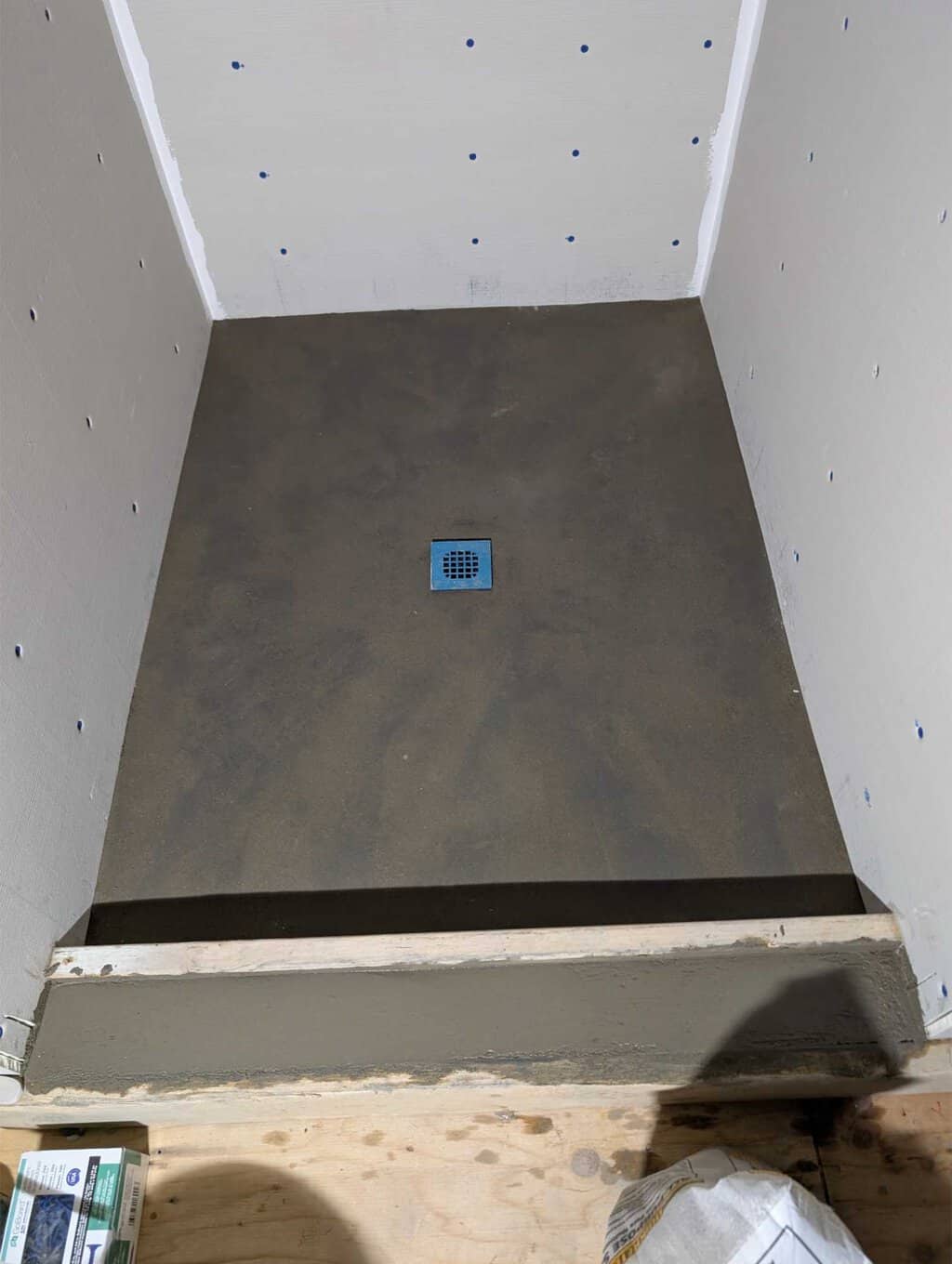 Primary shower pan poured