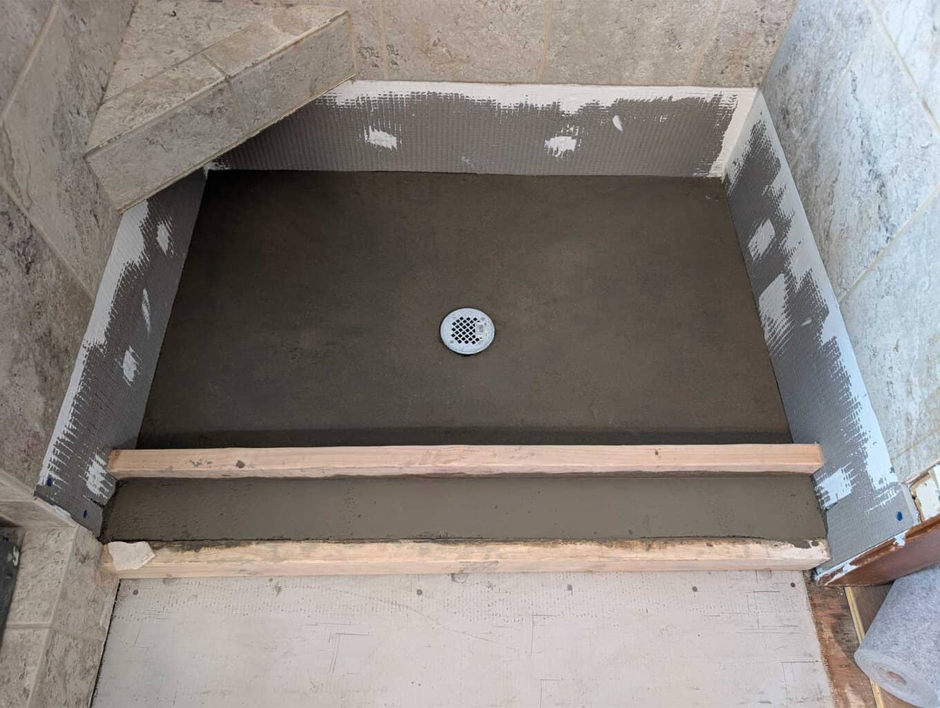 Shower pan poured