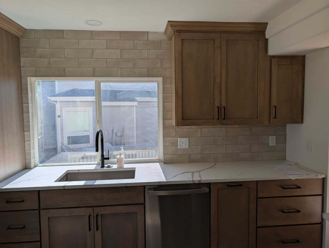 Finished backsplash - just missing one tile
