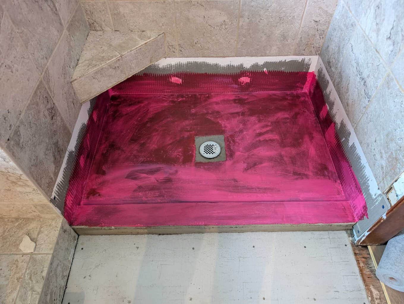 Shower pan waterproofed