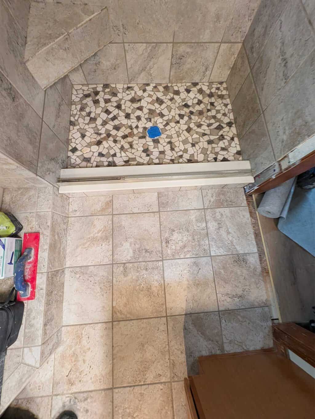 Primary shower and floor grouted