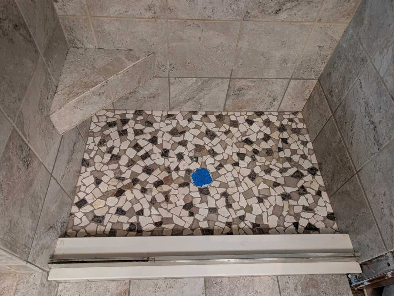 Primary shower floor grouted