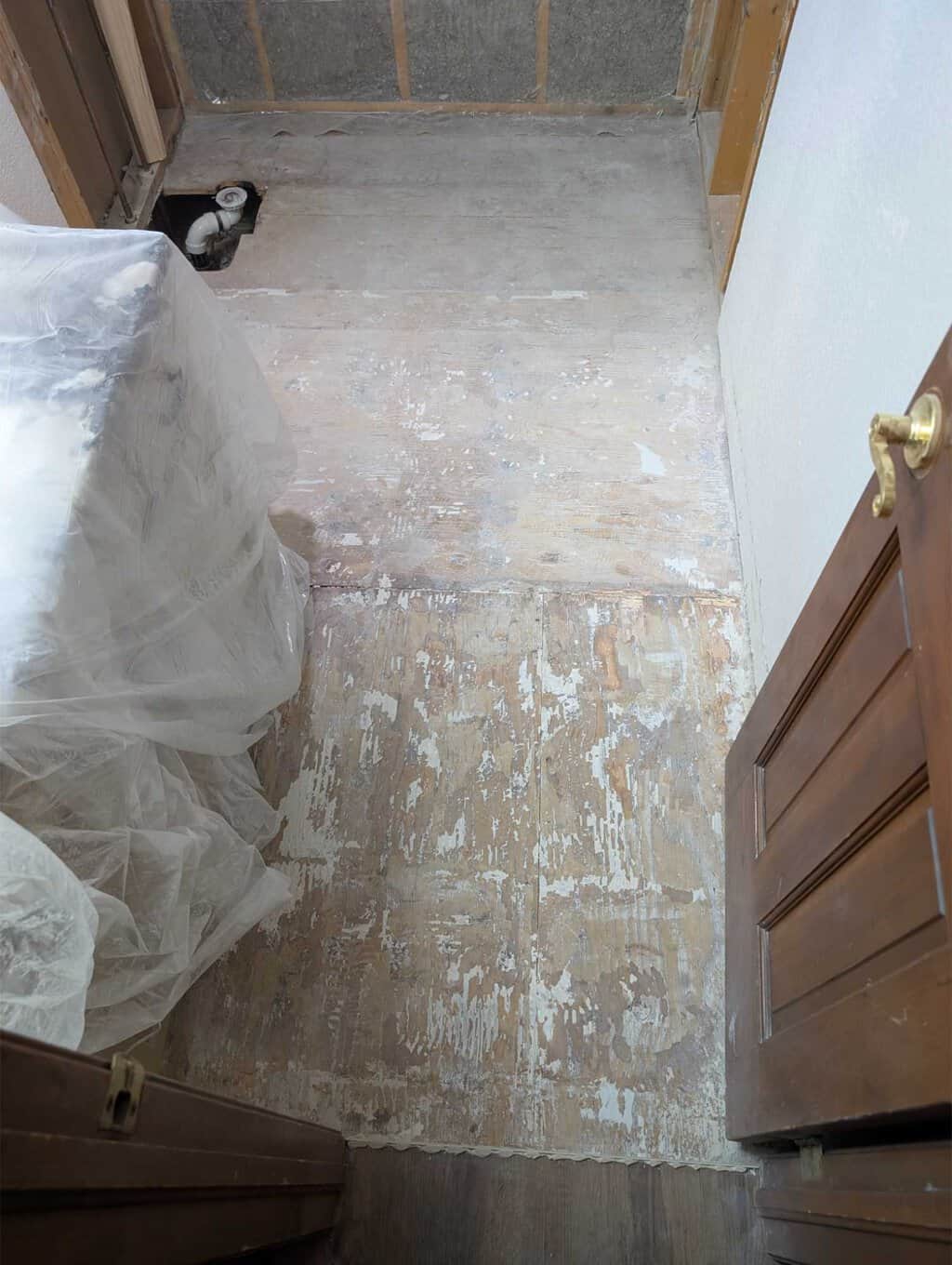Floor tile and thinset demo'd