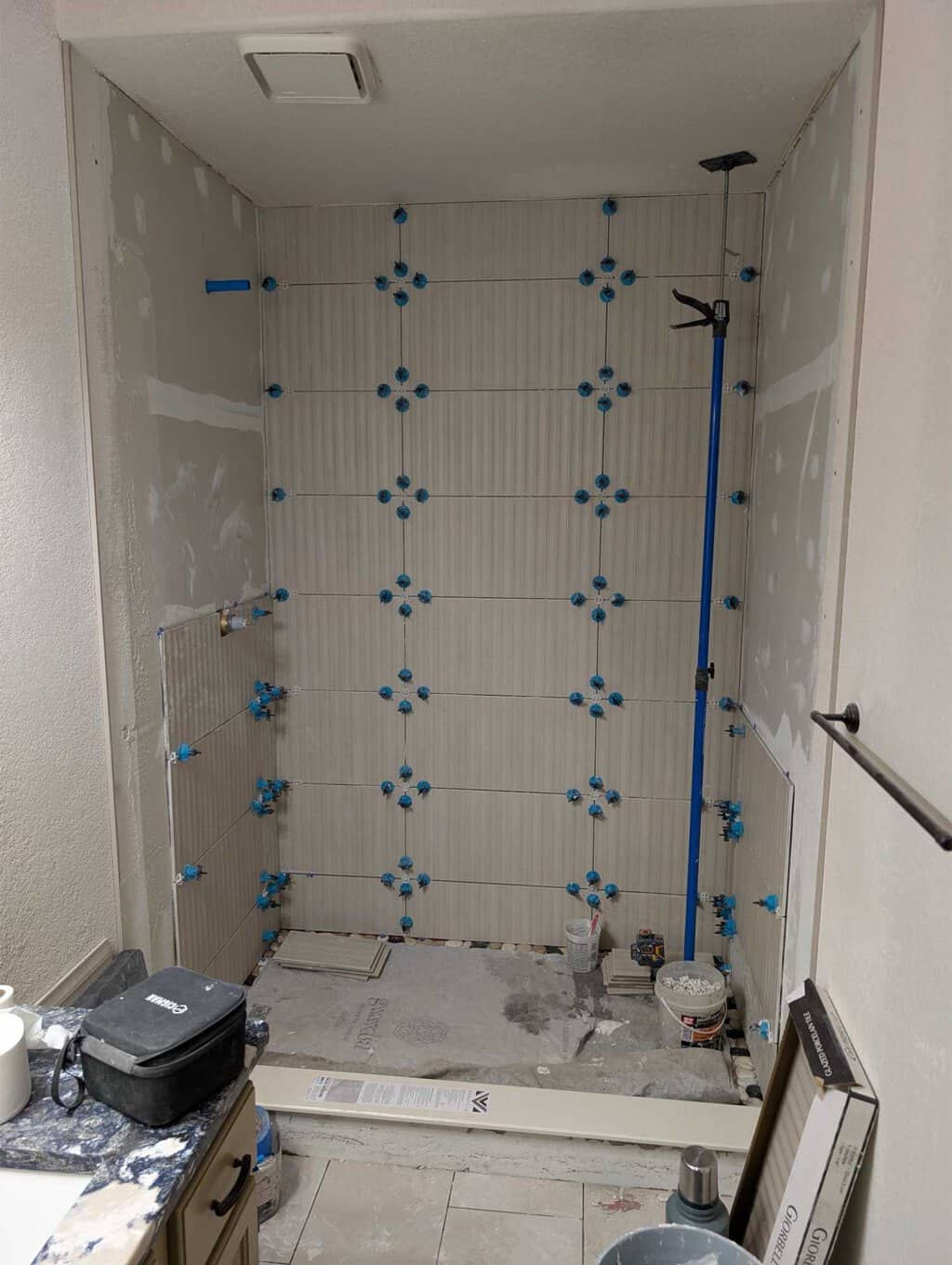 Decent progress on the guest shower surround
