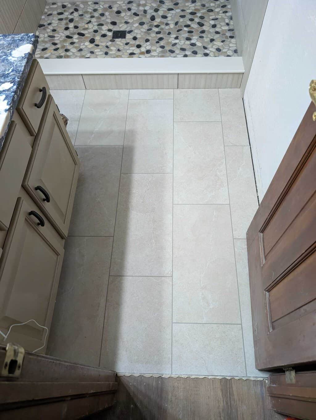 Guest bath floor grouted