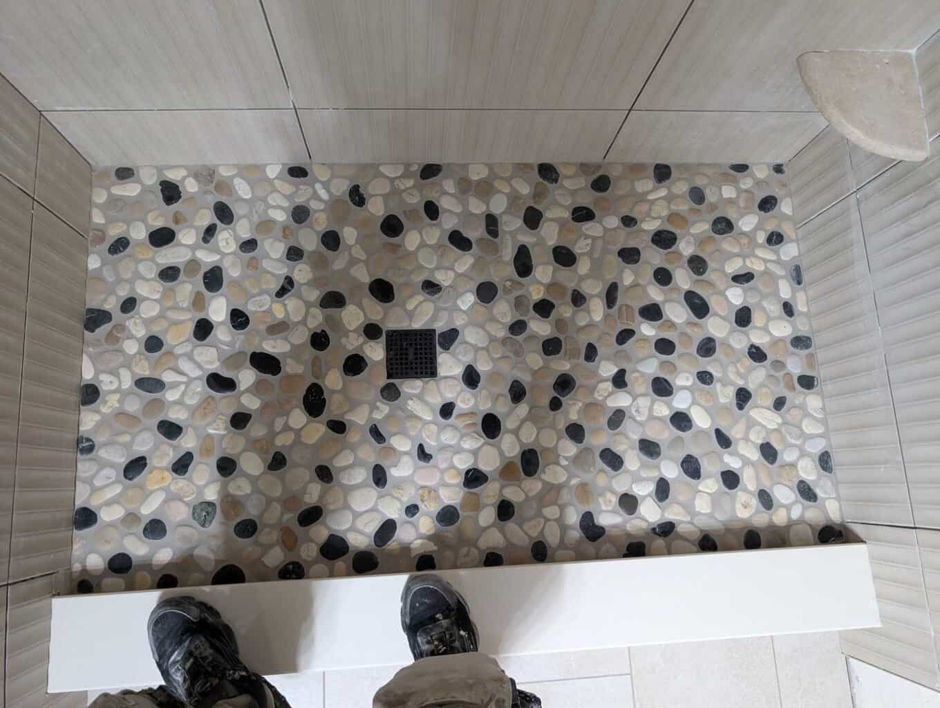 Guest shower floor grouted