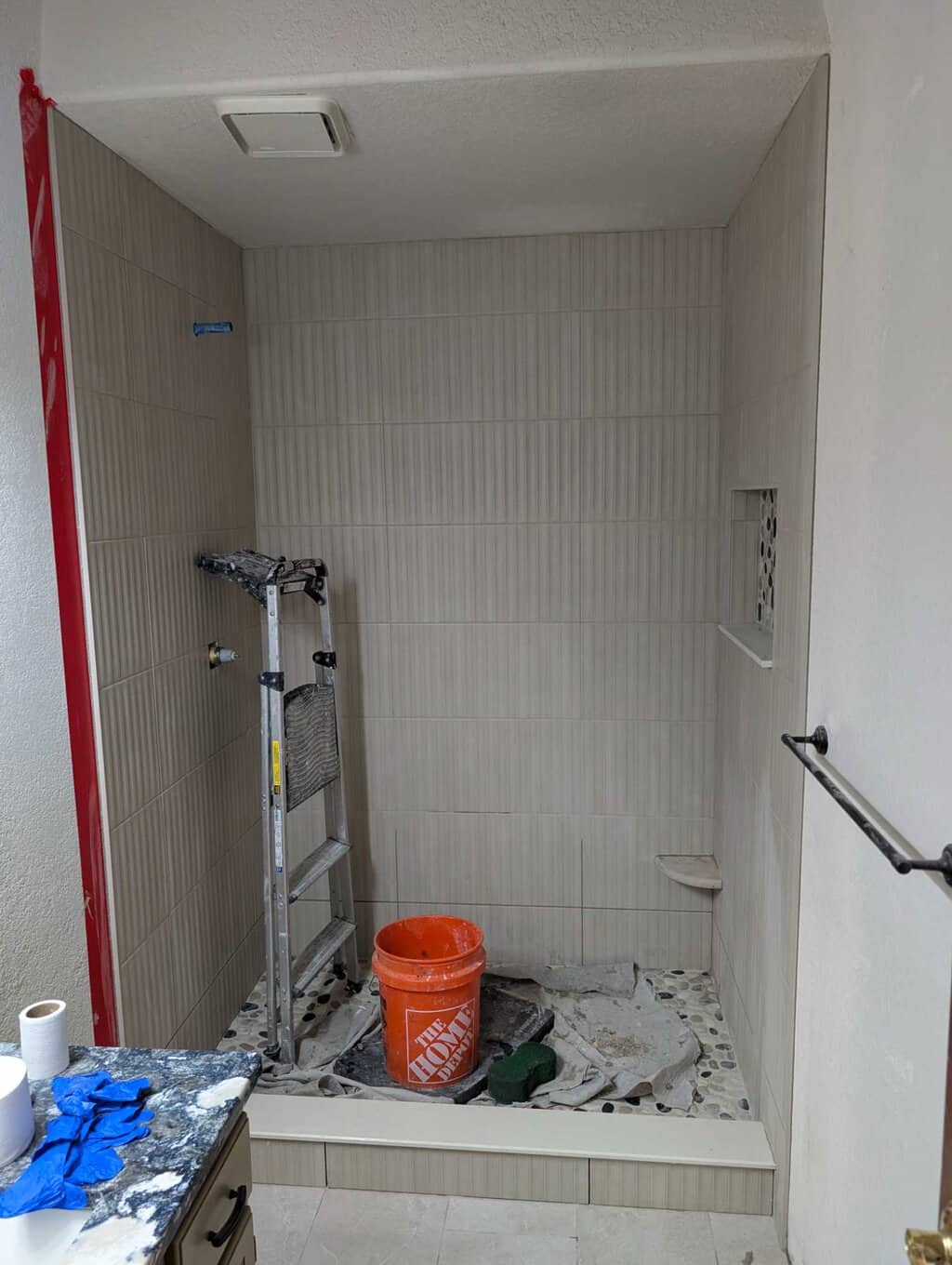 Guest shower almost completed