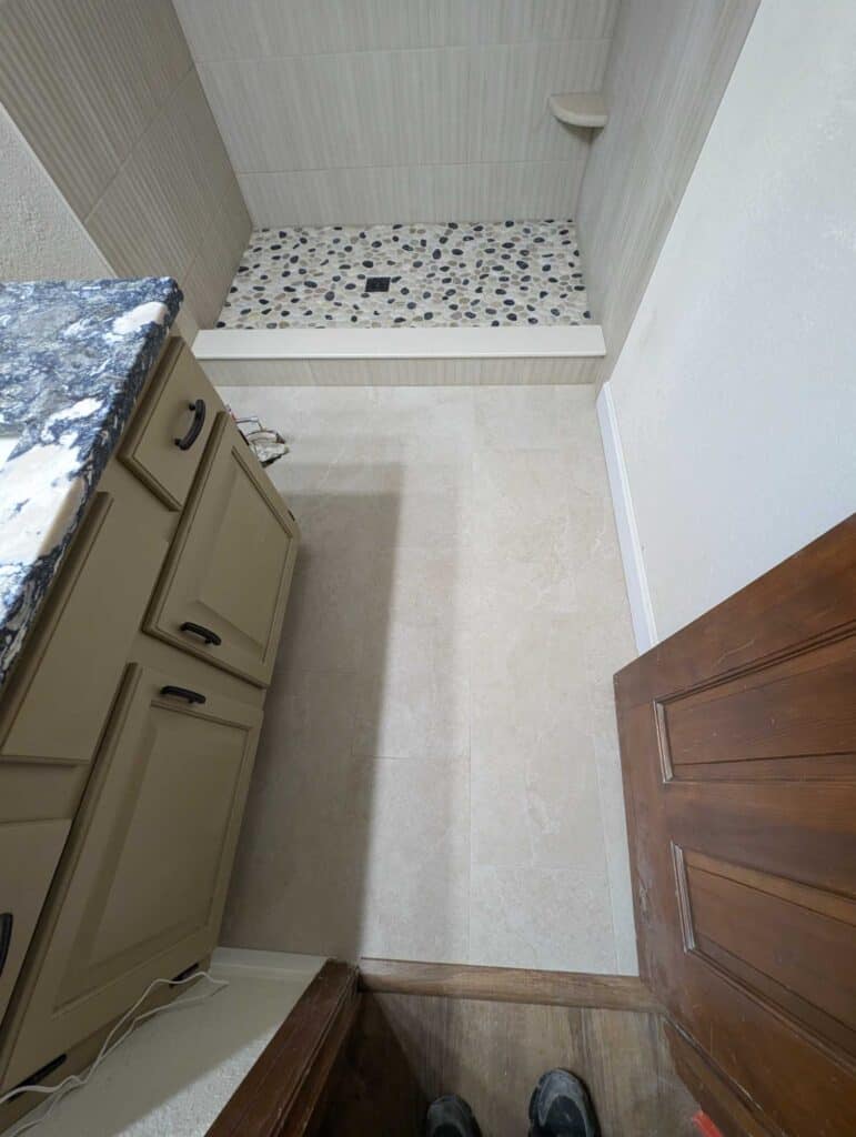 Guest bath floor finished