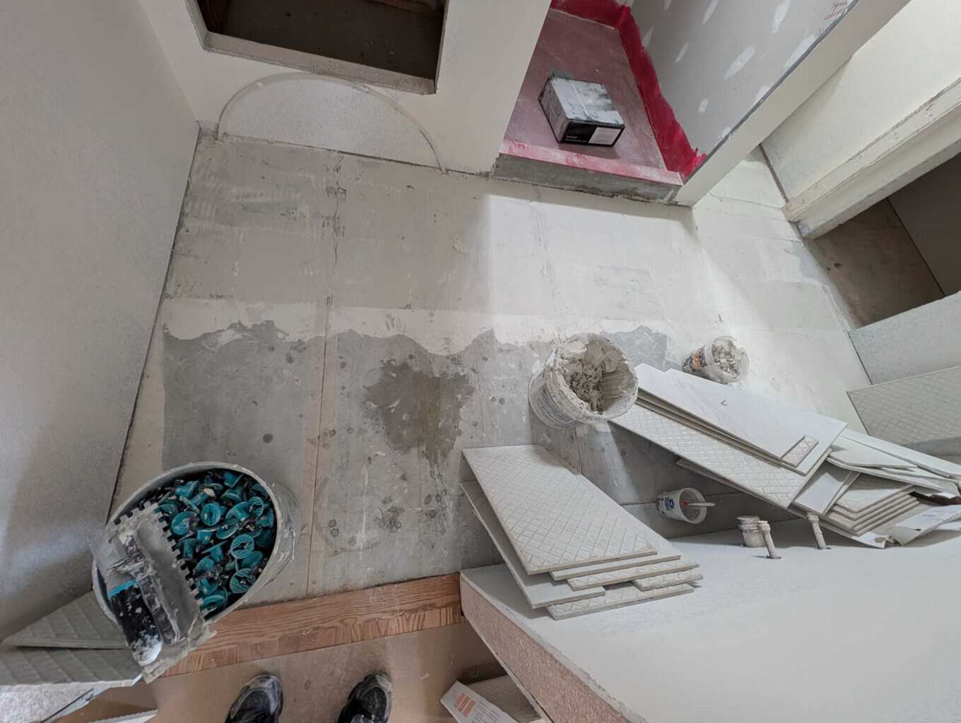 Primary bath tiles removed and cleaned