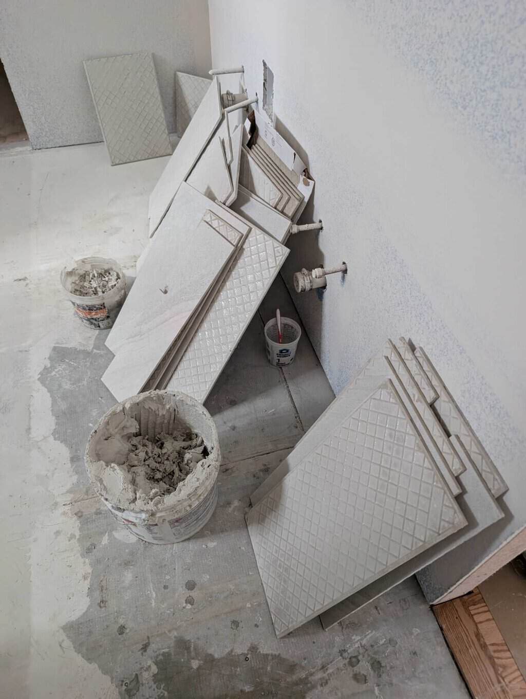 Primary bath tiles removed and cleaned