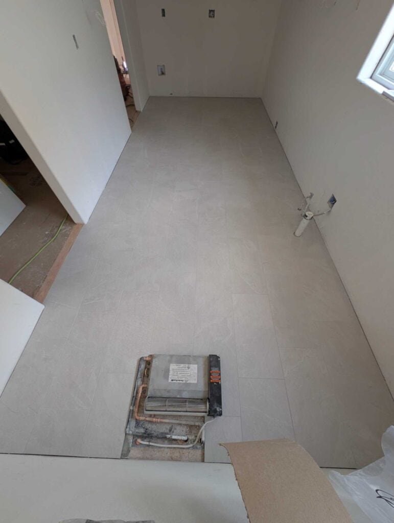 Kitchen floor grouted and finished