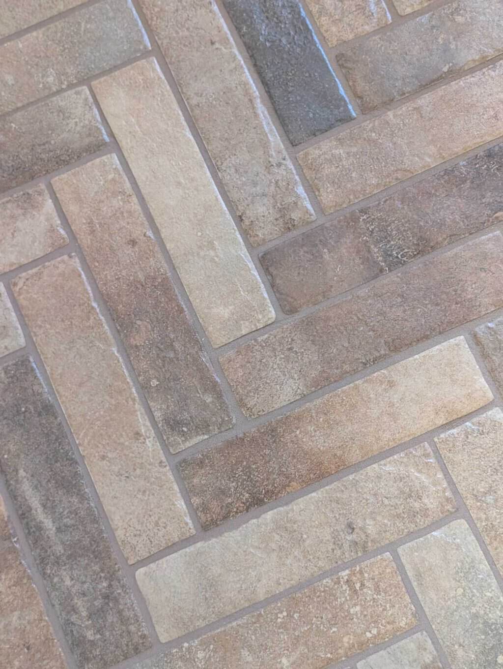 Laundry herringbone floor closeup