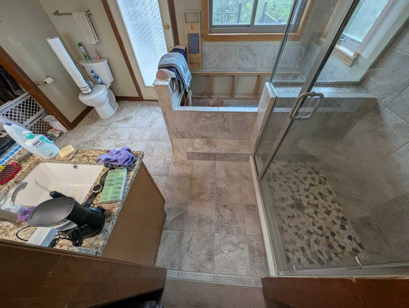 Primary bath floor stained/recolored