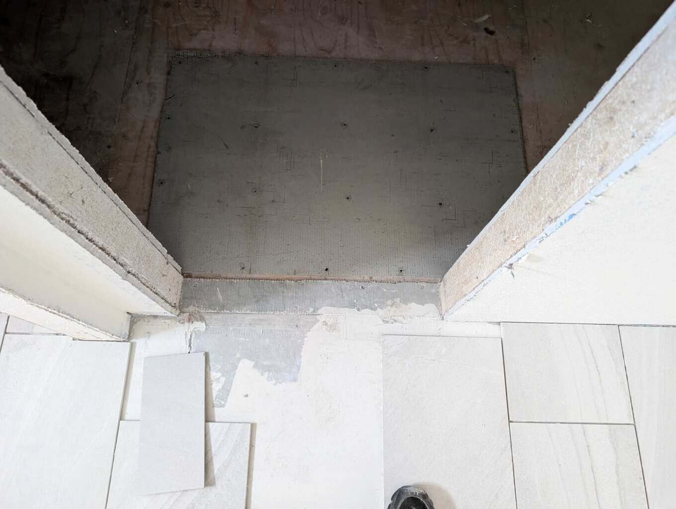 Small part of underlayment installed