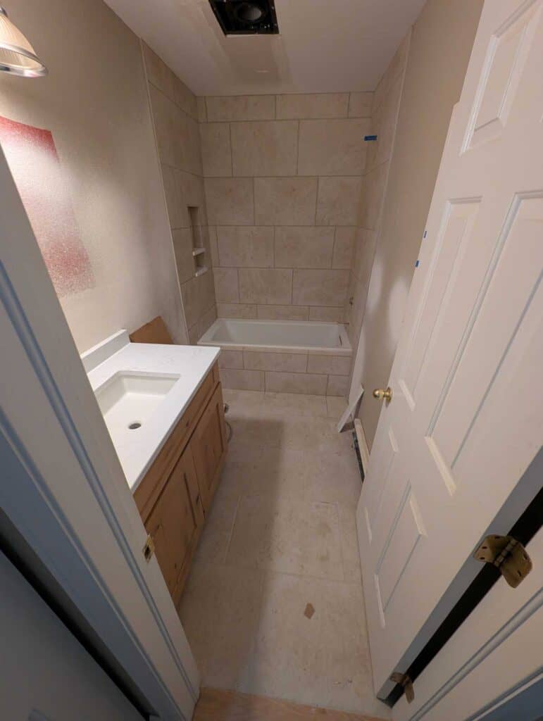 Hall bath tile finished