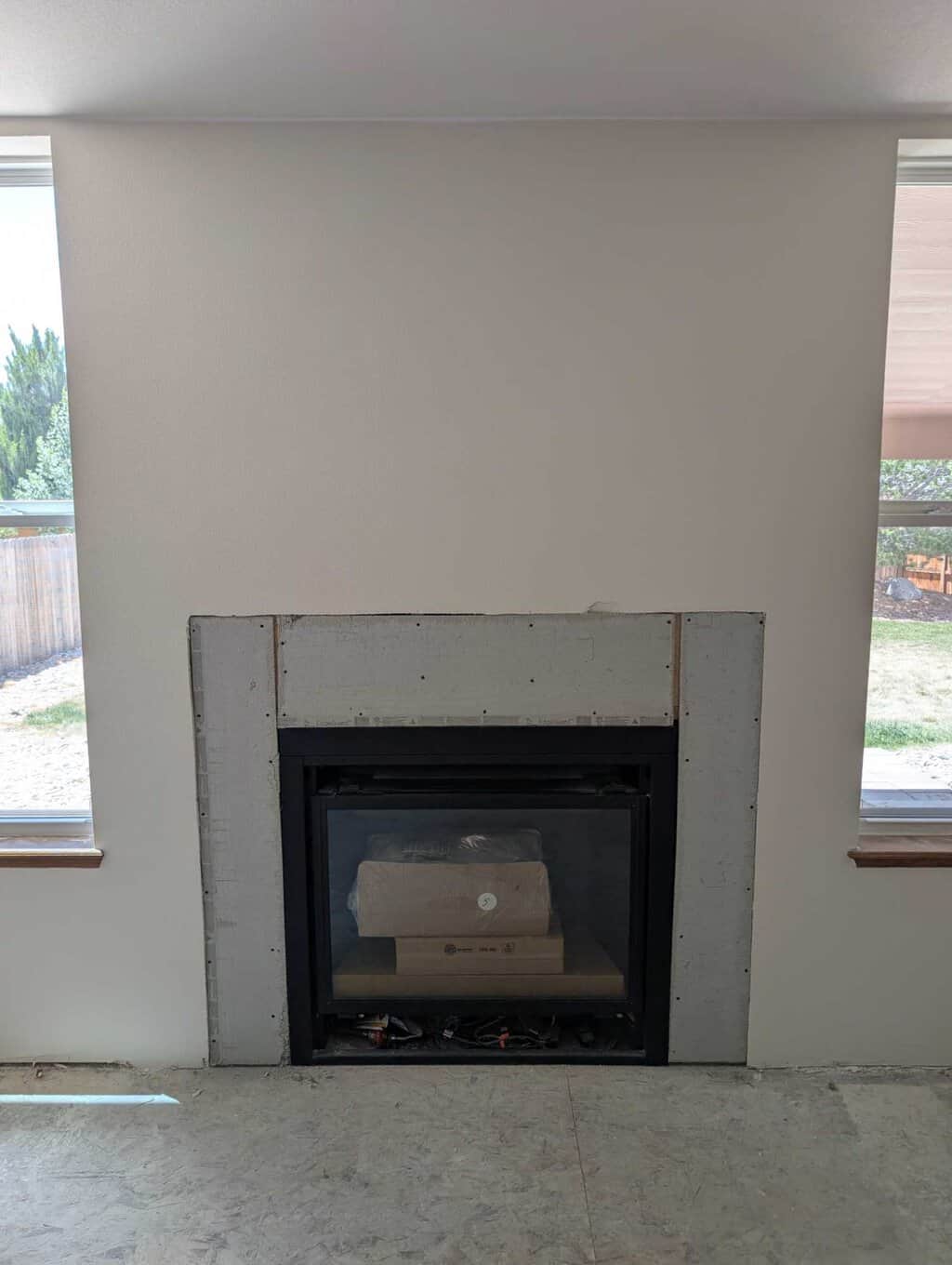 Fireplace underlayment installed