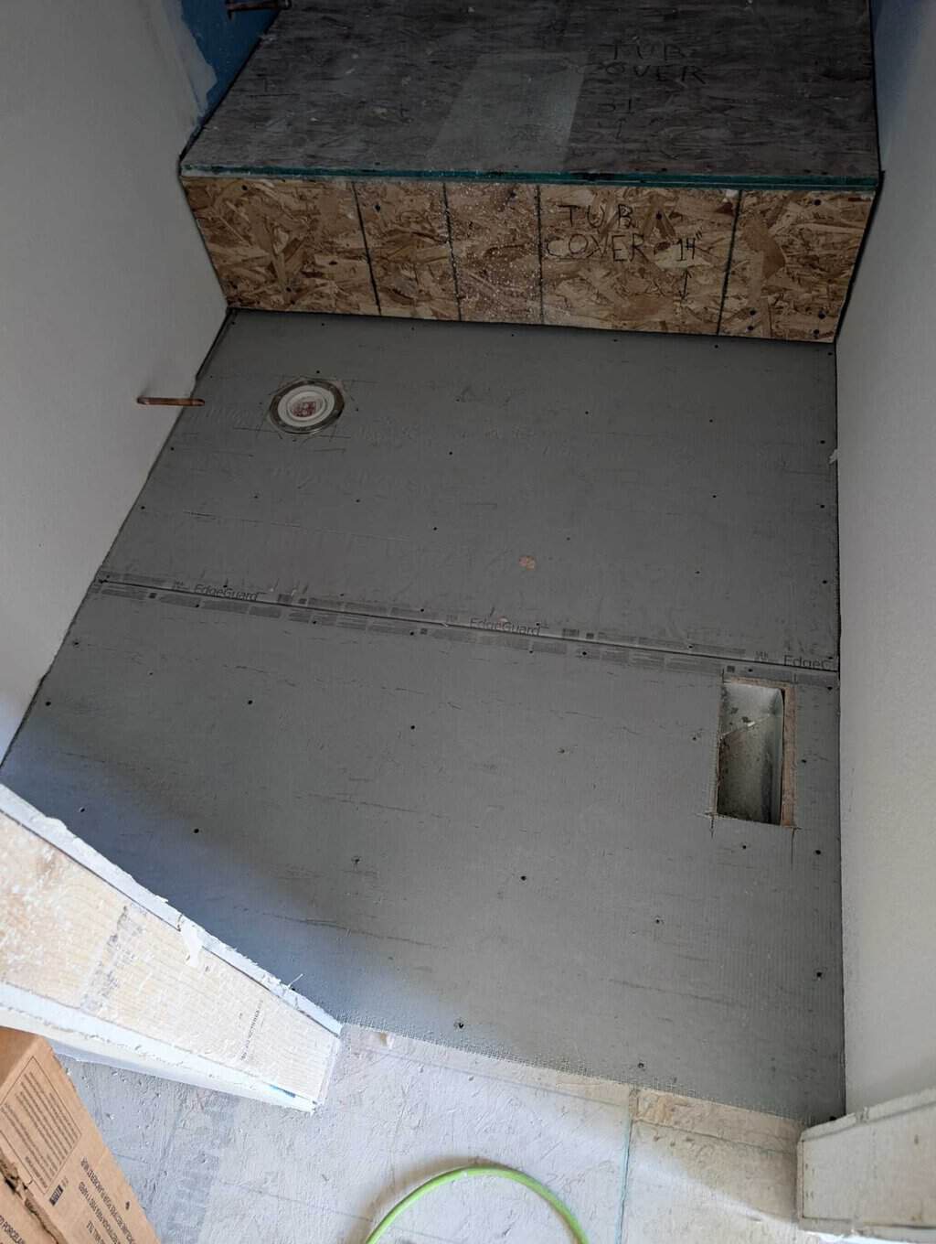 Addition bath underlayment installed