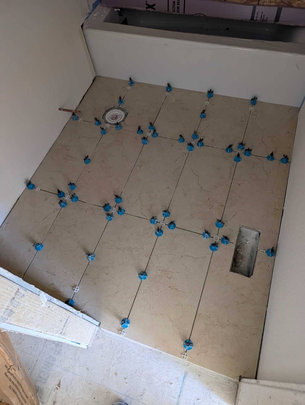 Addition bath tile installed