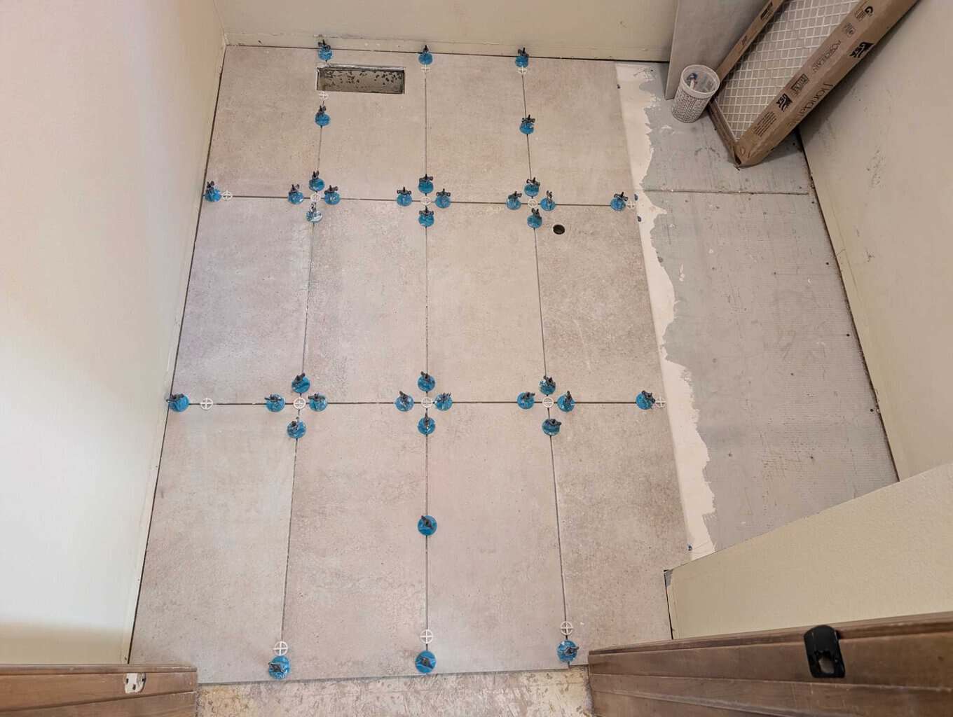 Most of laundry bath tile installed