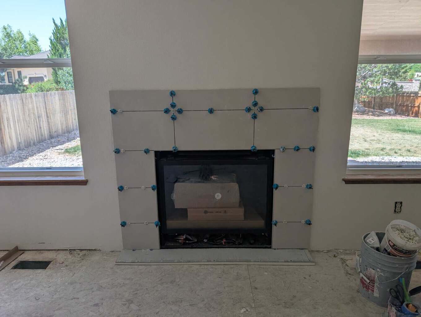 Fireplace surround tiled