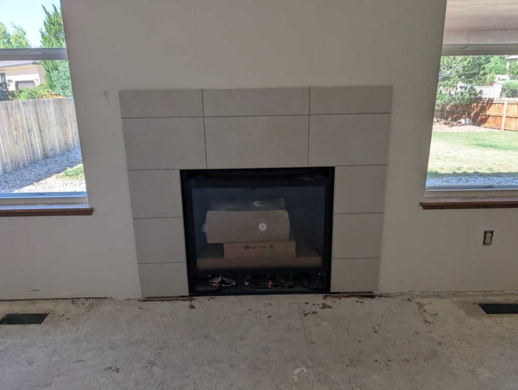 Fireplace surround grouted and finished