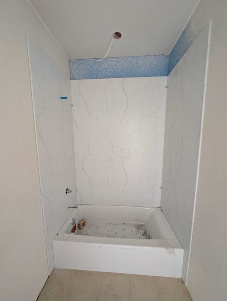 Addition bath walls installed